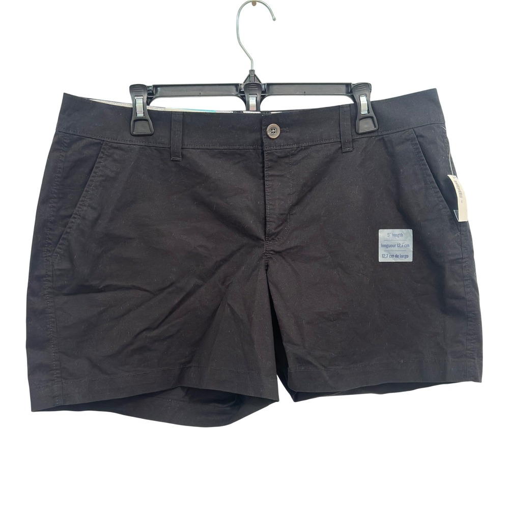 NWT Old Navy Chino Shorts Womens Size 12‎ Black Mid Rise Cotton Stretch 5 Inseam